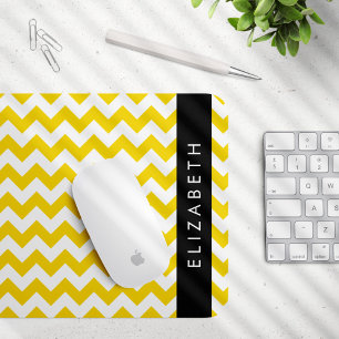 Yellow Zigzag, Yellow Chevron, Your Name Mouse Pad