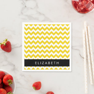 Yellow Zigzag, Yellow Chevron, Your Name Napkin