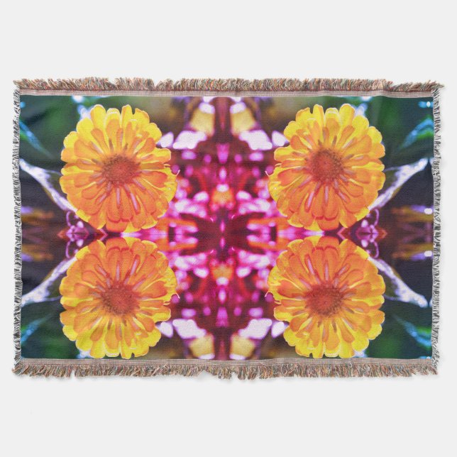 Yellow Zinnia Throw Blanket (Front)