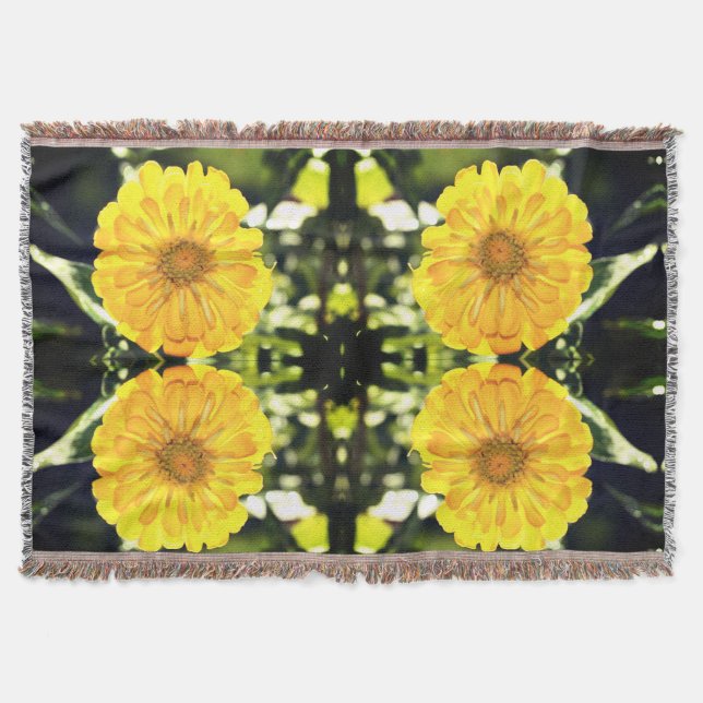 Yellow Zinnia Throw Blanket (Front)