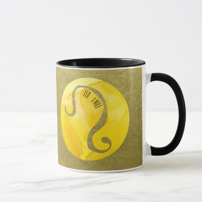 Yellow Zodiac Sign Leo on Gold Background Mug (Right)