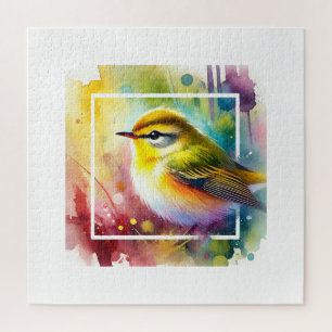 Yellowbrowed Warbler 210724AREF142 - Watercolor Jigsaw Puzzle