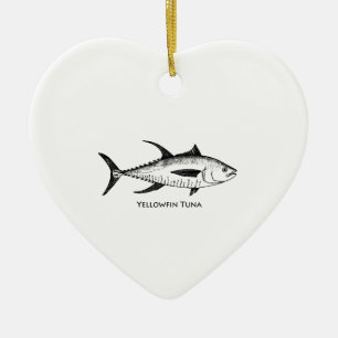 Yellowfin Tuna Logo Ceramic Tree Decoration