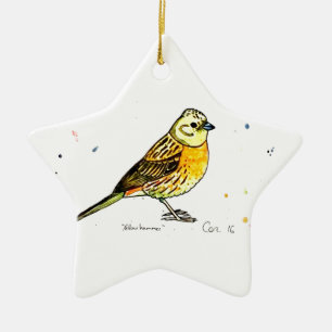 Yellowhammer bird ceramic tree decoration