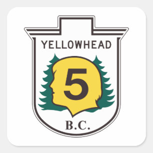 Yellowhead Road Sign Square Sticker
