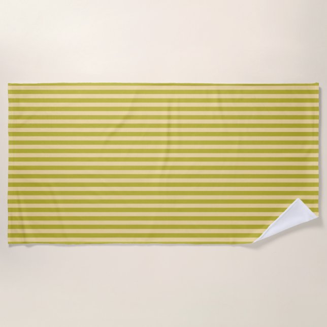 Yellowish Green and Buttercream Colour Stripes Beach Towel (Front)