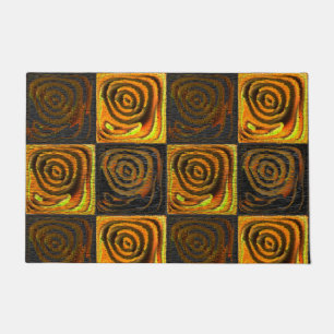 Yellowish squares and circles in rustic mosaic thr doormat