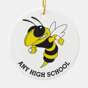 Yellowjacket High Class of Yellow Black Christmas Ceramic Ornament