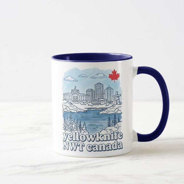 Yellowknife NWT Canada Simple Blue Skyline Cute Mug (Right)