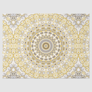 Yellows and White Mandala Kaleidoscope Medallion Tissue Paper