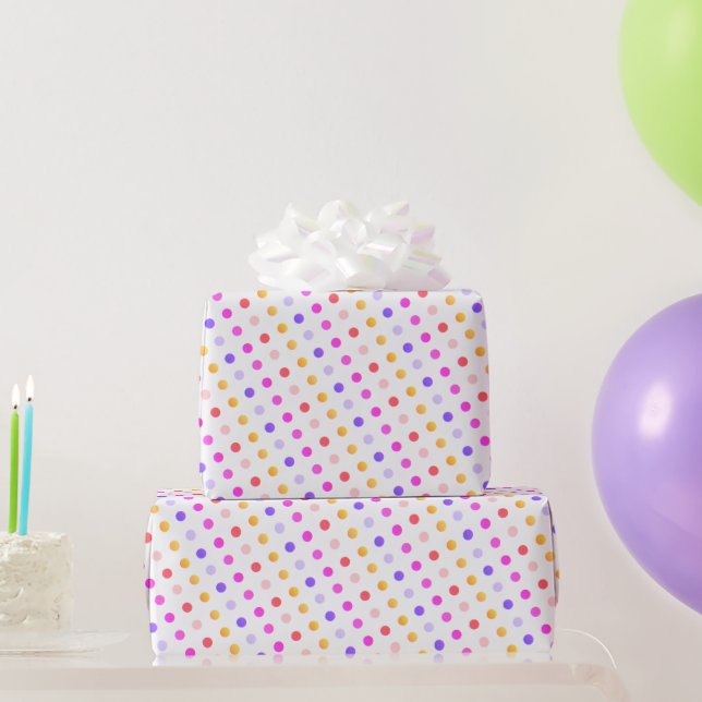 Yellows Peaches Pinks and Purple Polka Dot Pattern Wrapping Paper (Party Gifts)
