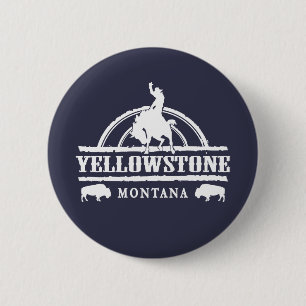 Yellowstomne-Buffalo-White- 6 Cm Round Badge