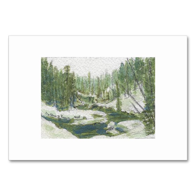 Yellowstone 2 Miniature Watercolor Image by MHHR Table Number (Front)