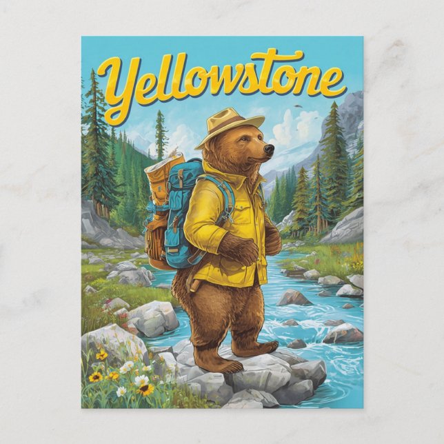 Yellowstone Bear Ranger Vintage Postcard (Front)