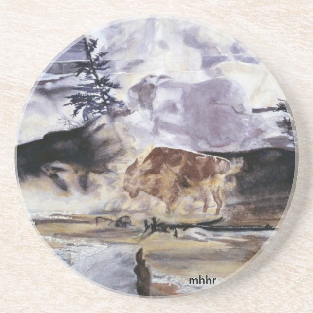 Yellowstone Buffalo in Winter Coaster (Front)