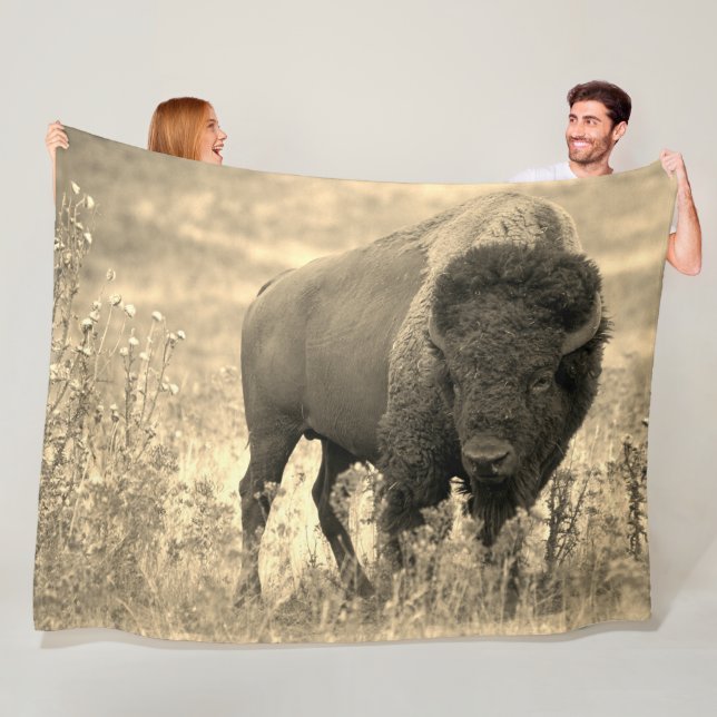 Yellowstone Buffalo Nature Scene Fleece Blanket (In Situ)