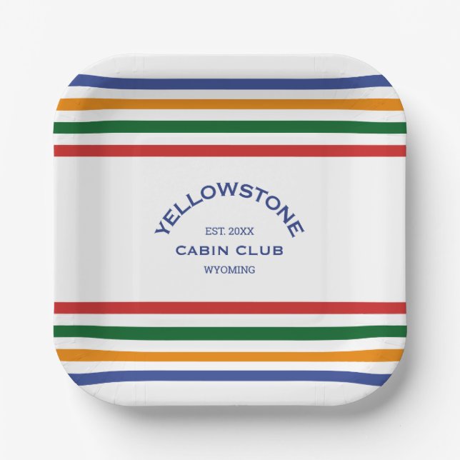 Yellowstone Cabin Club Custom Crest Park Stripe Paper Plate (Front)