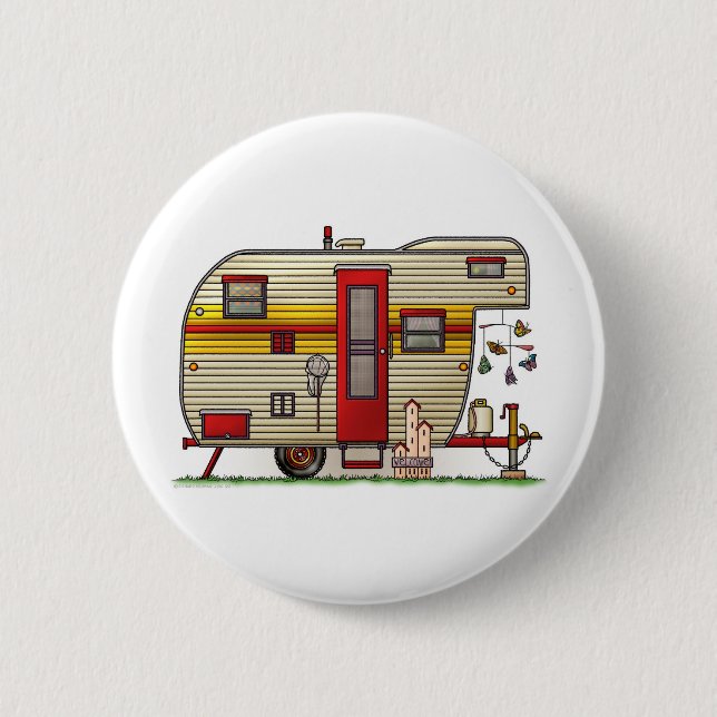 Yellowstone Camper Trailer 6 Cm Round Badge (Front)