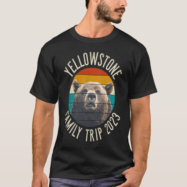 Yellowstone Family Trip 2023 Grizzly Bear  Yellows T-Shirt (Front)