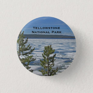 Yellowstone Frozen Lake Nature Photo National Park 3 Cm Round Badge