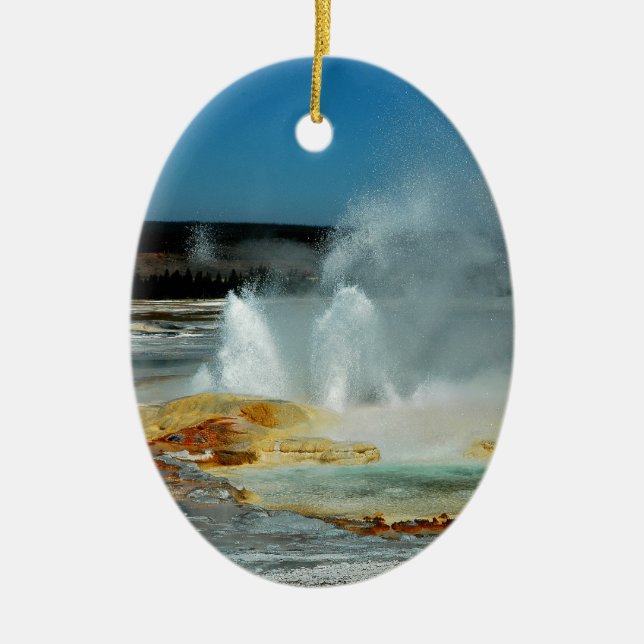 Yellowstone Geysers Ceramic Tree Decoration (Front)