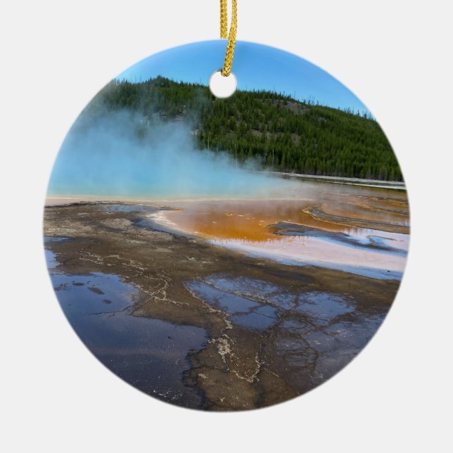 Yellowstone Grand Prismatic Spring Ceramic Ornament (Front)