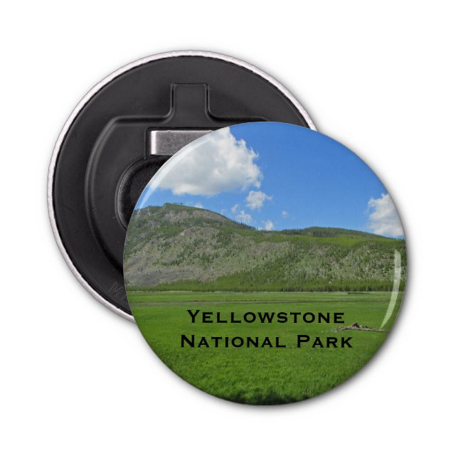 Yellowstone Green Grass Field Photo National Park Bottle Opener (Front)