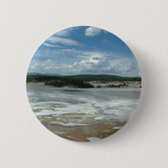 Yellowstone hot land, geyser 6 cm round badge (Front)