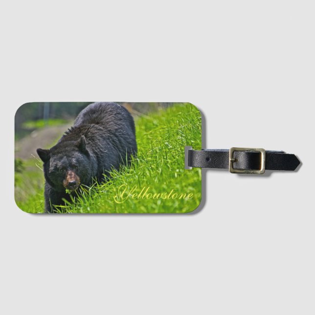 Yellowstone Luggage Tag-Black Bear Luggage Tag (Front Horizontal)