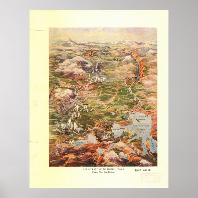 Yellowstone National Park 1910 Panoramic Map Poster (Front)