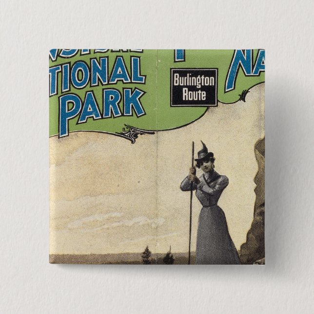 Yellowstone National Park 3 15 Cm Square Badge (Front)
