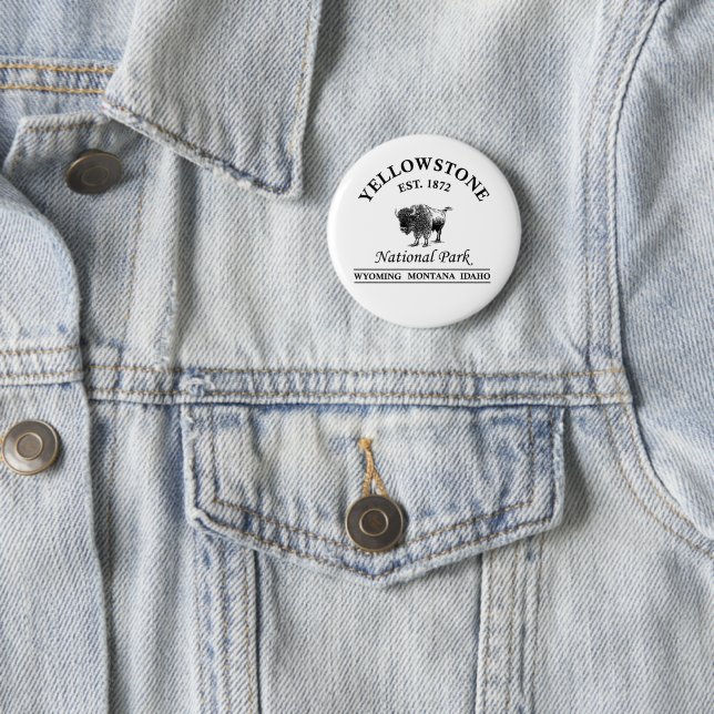 Yellowstone national park 6 cm round badge (In Situ)