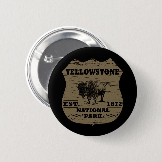 Yellowstone national park 6 cm round badge (Front & Back)