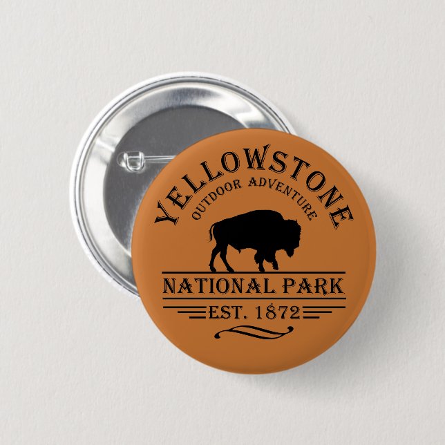 Yellowstone national park 6 cm round badge (Front & Back)