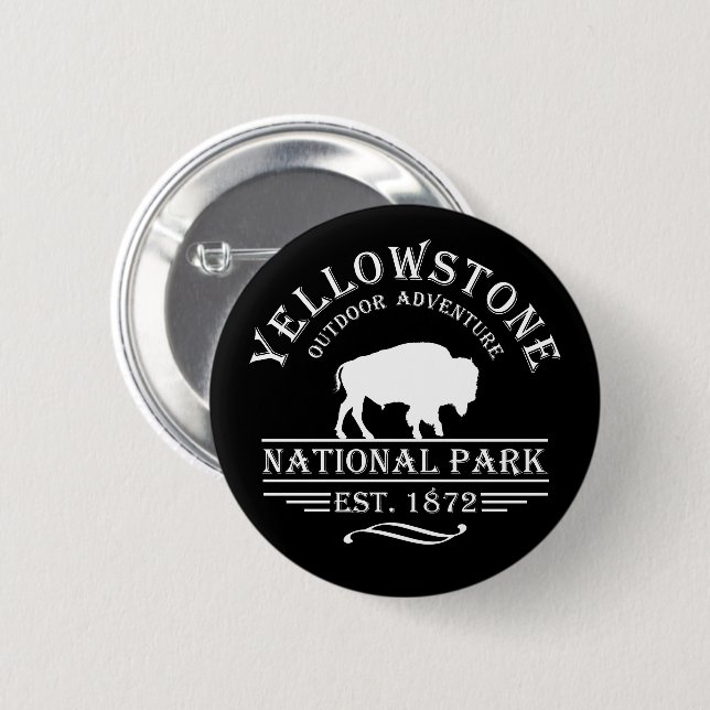 Yellowstone national park 6 cm round badge (Front & Back)