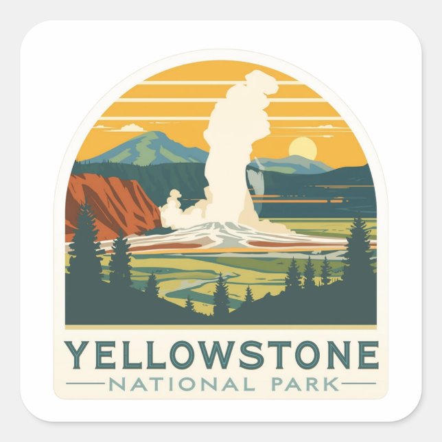 Yellowstone National Park Adventure Design Square Sticker (Front)