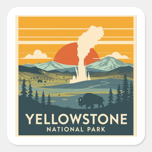 Yellowstone National Park Adventure Design Square Sticker (Front)