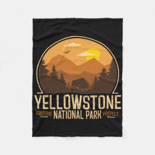 Yellowstone National Park Adventure Retro Vintage  Fleece Blanket