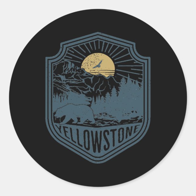 Yellowstone National Park Bear Nature Hiking Outdo Classic Round Sticker (Front)
