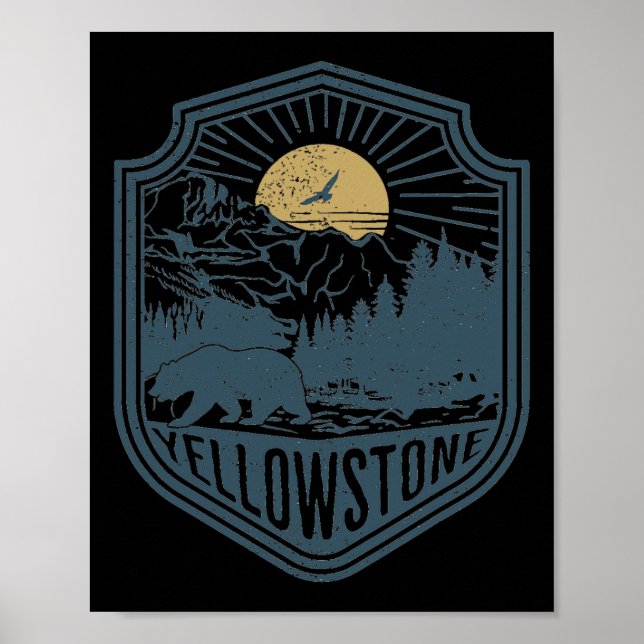 Yellowstone National Park Bear Nature Hiking Outdo Poster (Front)