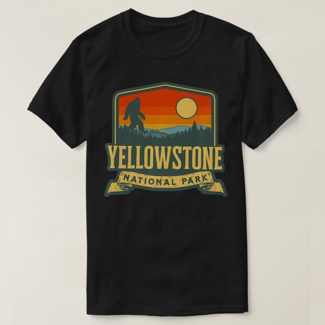 Yellowstone National Park Bigfoot Sasquatch Nature T-Shirt (Design Front)
