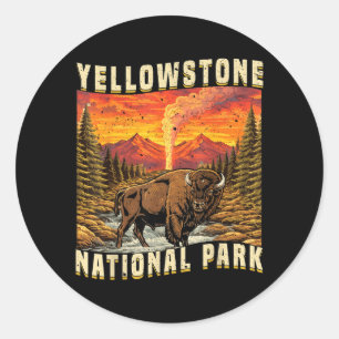 Yellowstone National Park Bison Buffalo Cows Classic Round Sticker