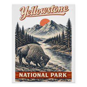 Yellowstone National Park - Bison Poster