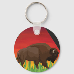 Yellowstone National Park Bison Wyoming Montana Key Ring