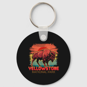 Yellowstone National Park Buffalo Bison Sunset Key Ring