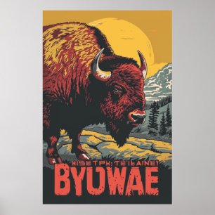 Yellowstone National Park Buffalo Travel Poster