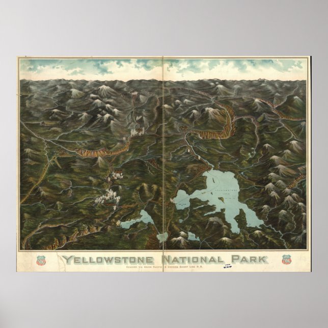 Yellowstone National Park c1905 Panoramic Map Poster (Front)