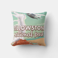 Yellowstone national park cartoon travel poster