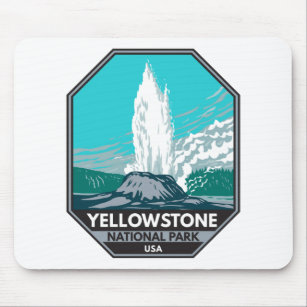 Yellowstone National Park Castle Geyser Vintage  Mouse Pad