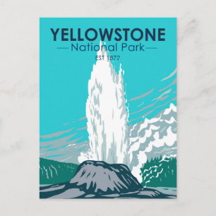 Yellowstone National Park Castle Geyser Vintage Postcard